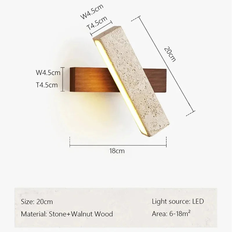 Wabi Sabi Travertine Wall Light with Pull Chain