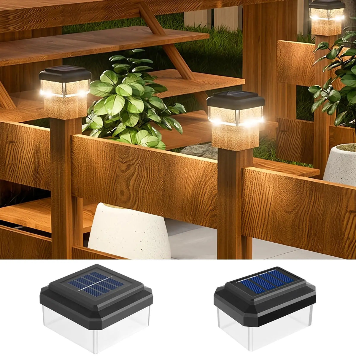 Solar LED Post Cap Light Waterproof Fence Garden Lamp