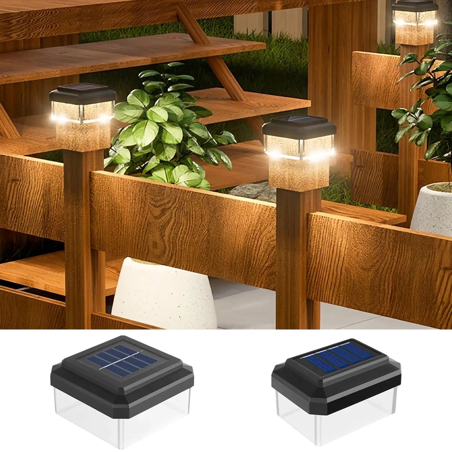 Solar LED Post Cap Light Waterproof Fence Garden Lamp