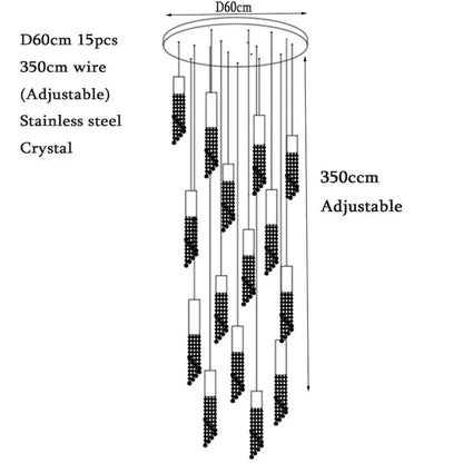 Luxury Crystal Staircase Chandelier for Grand Entrances