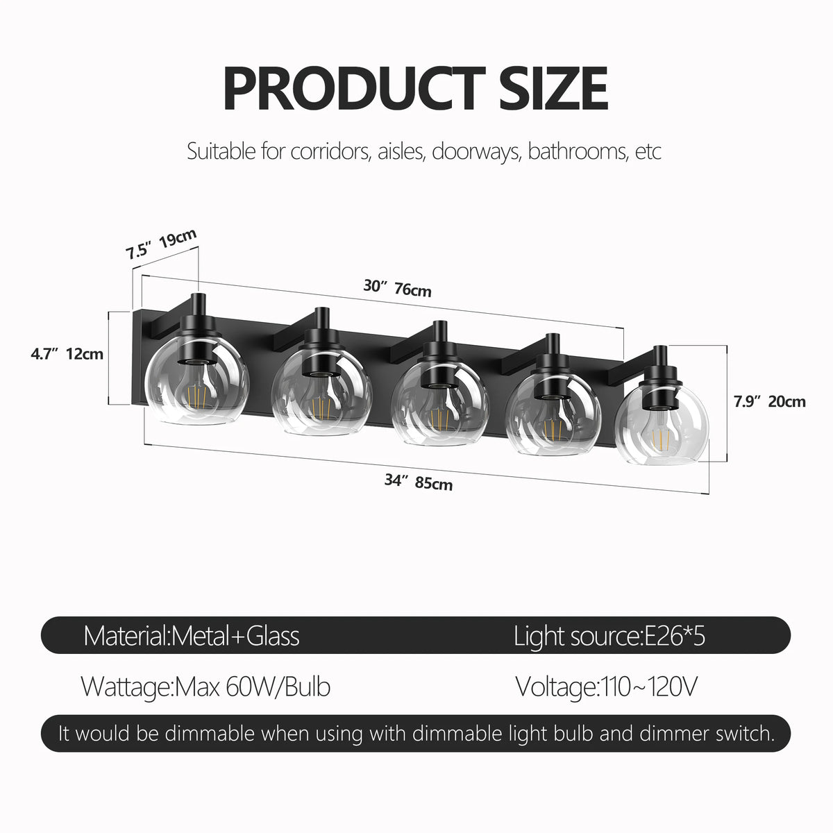 Modern Globe Vanity Light for Bathroom Mirrors