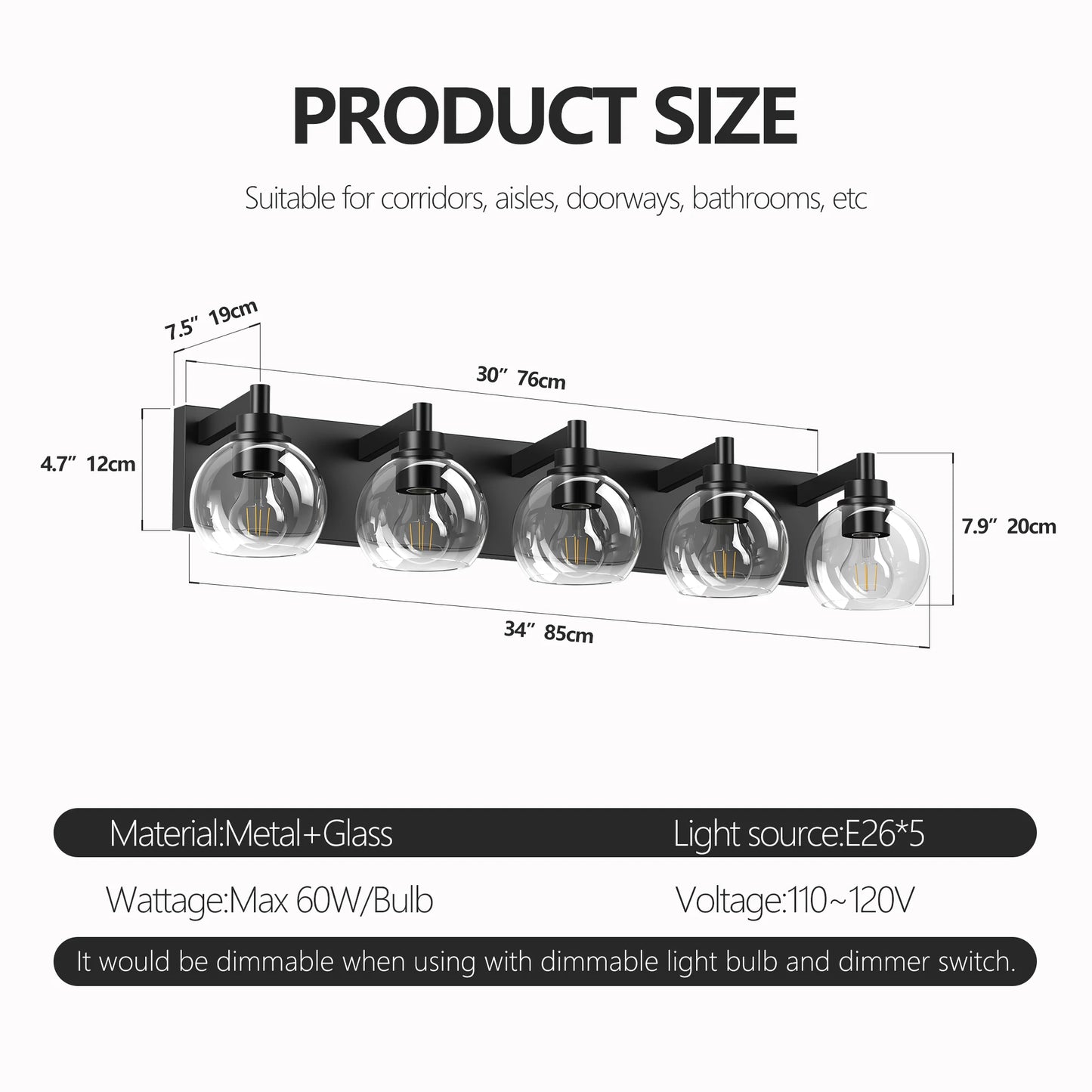 Modern Globe Vanity Light for Bathroom Mirrors