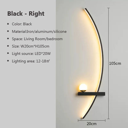 Modern Black LED Wall Light for Bedrooms and Hallways