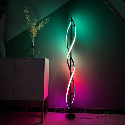 Modern RGB Spiral Floor Lamp for Ambient Corners