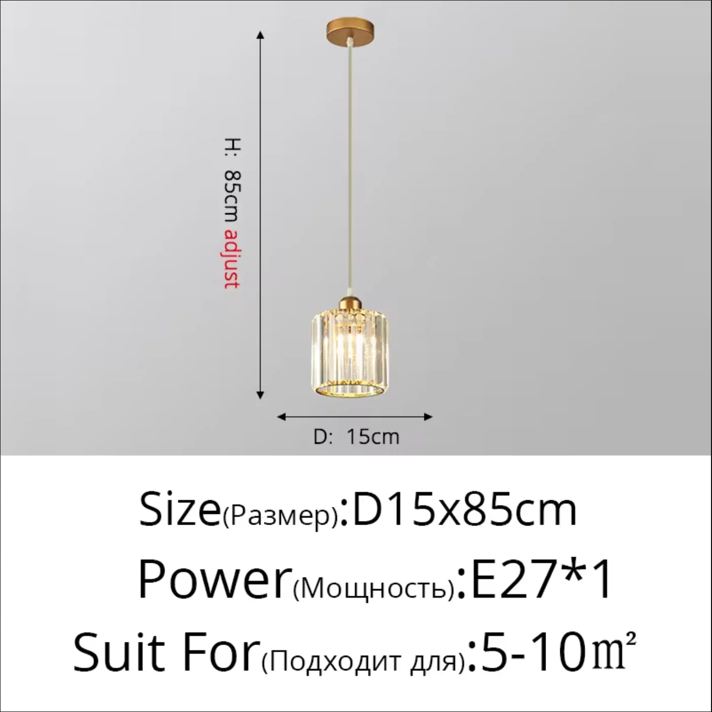 Modern Crystal Pendant Light K9 LED Living Room Ceiling Lamp