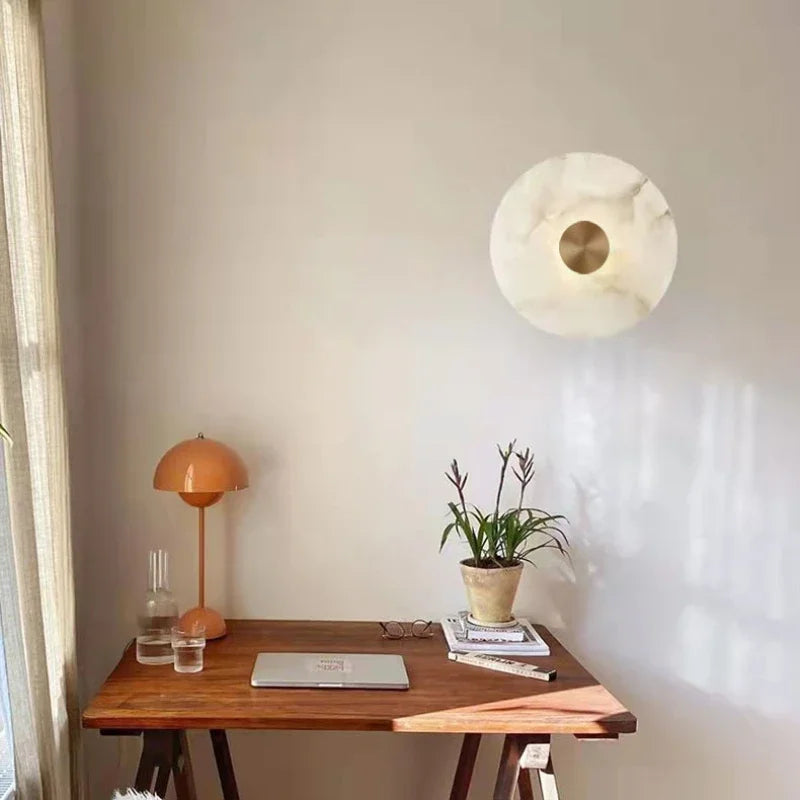 Modern Marble Brass LED Wall Sconce for Hallways