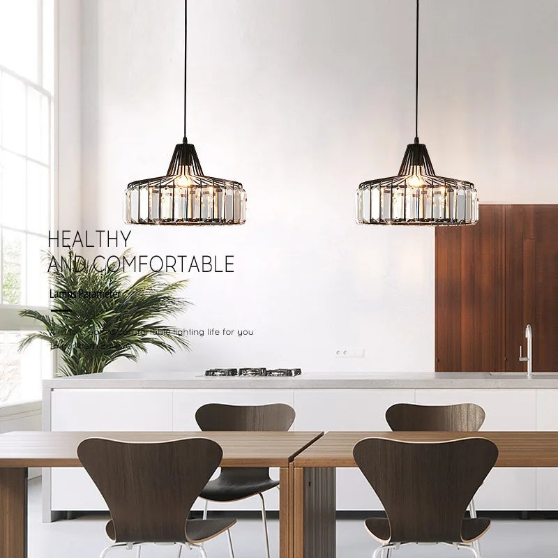 Nordic Crystal Pendant Light Kitchen Island Dining Room Lamp