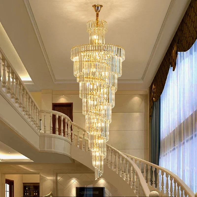 Luxury Crystal Staircase Chandelier for Grand Entrances