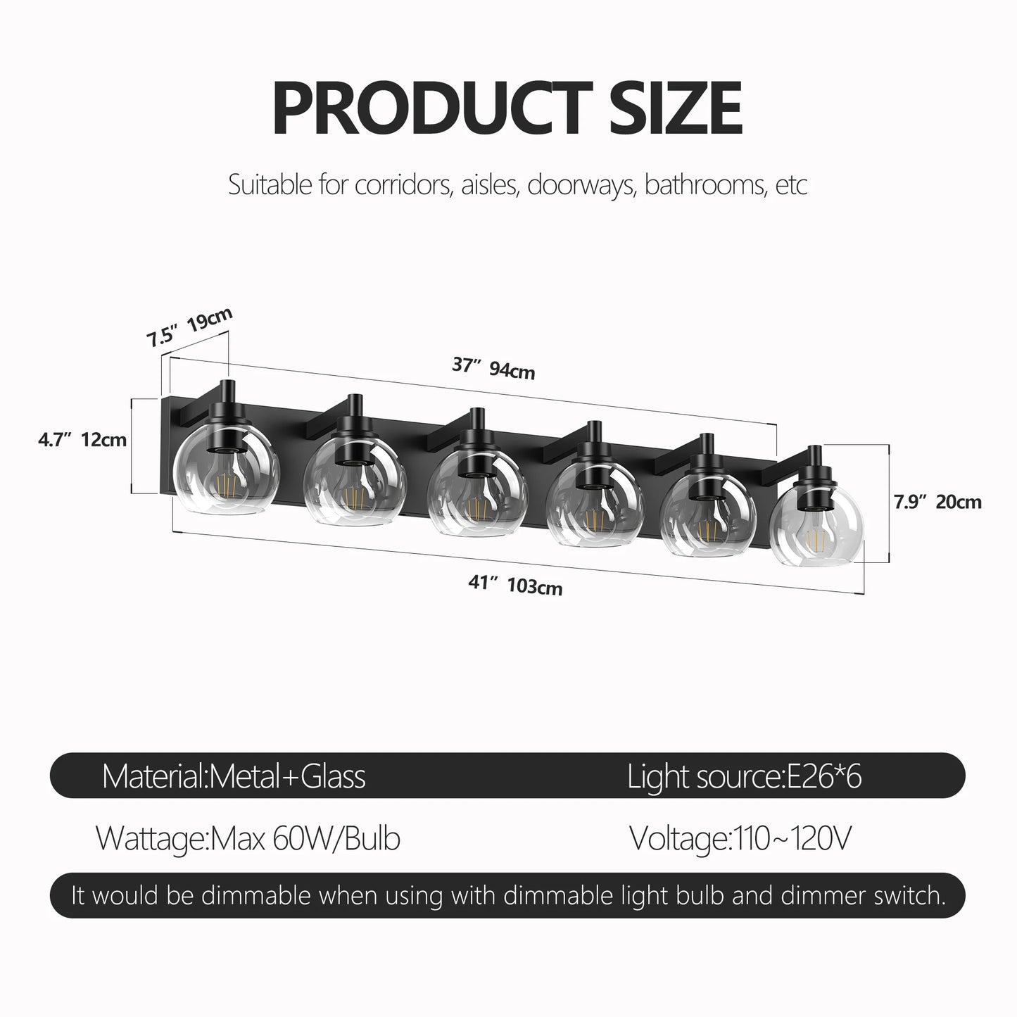 Modern Globe Vanity Light for Bathroom Mirrors