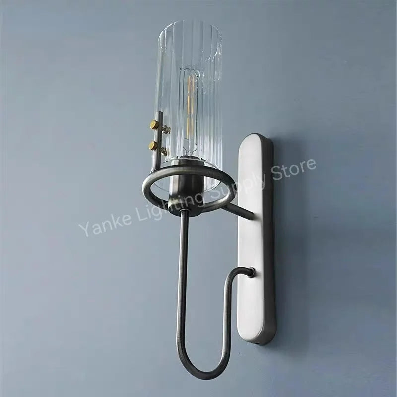 Vintage Industrial Crystal Wall Sconce for Bedrooms