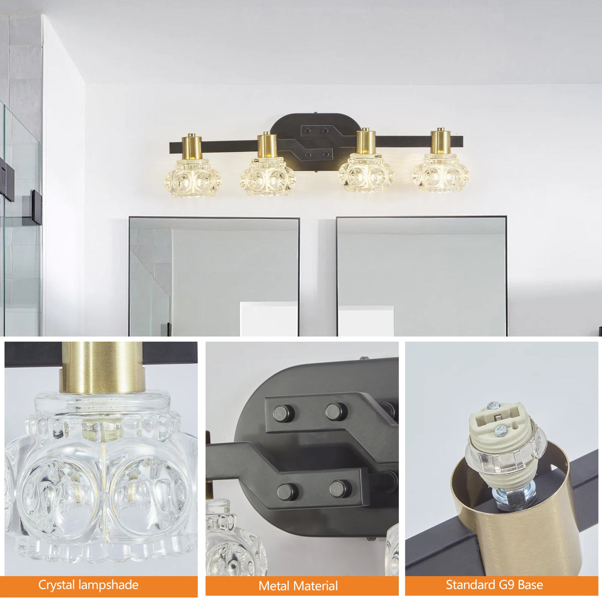Vintage Crystal Wall Sconce for Bathrooms and Hallways