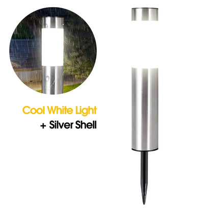 Solar Garden Path Light Stainless Steel Outdoor Pillar Lawn Lamp