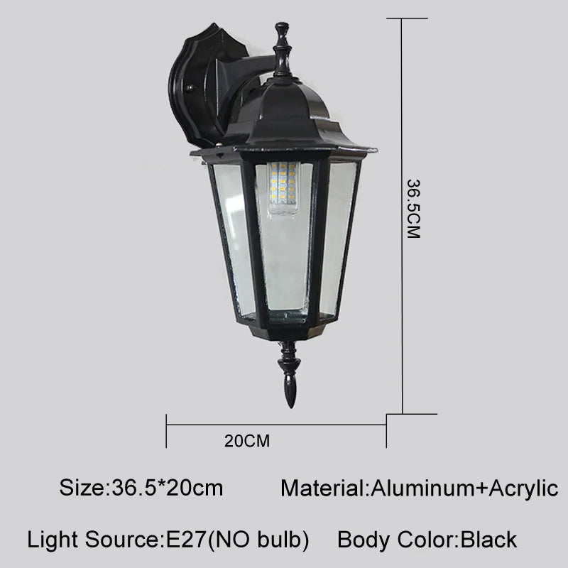 Vintage Waterproof Outdoor Wall Lantern for Porches