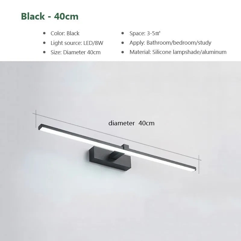 LED Bathroom Mirror Light Waterproof Makeup Wall Lamp
