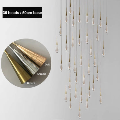 Raindrop Crystal Chandelier Modern Stair and Ceiling Lighting