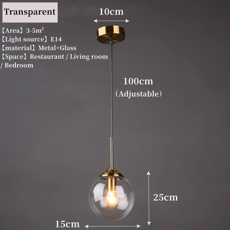 Modern Luxury Glass Pendant Light Nordic LED Hanging Lamp