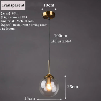 Modern Luxury Glass Pendant Light Nordic LED Hanging Lamp