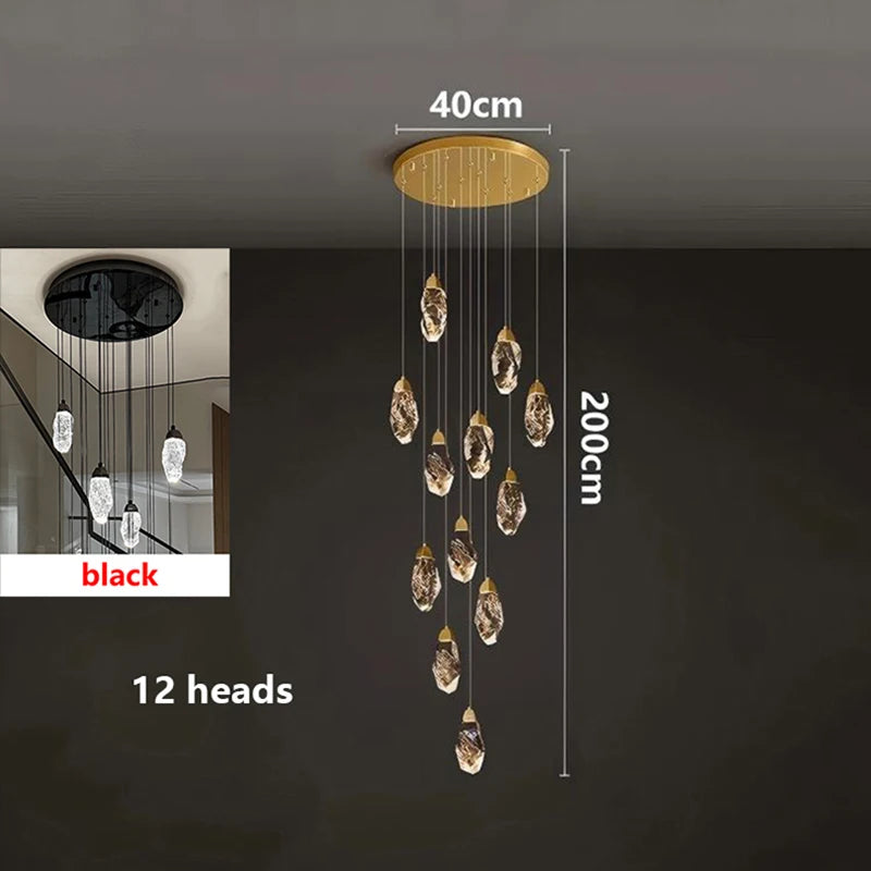 Modern Crystal Pendant Chandelier for High Ceilings