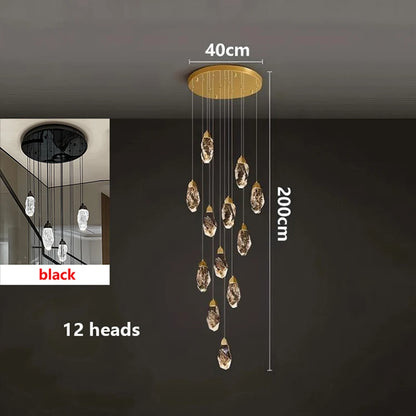 Modern Crystal Pendant Chandelier for High Ceilings