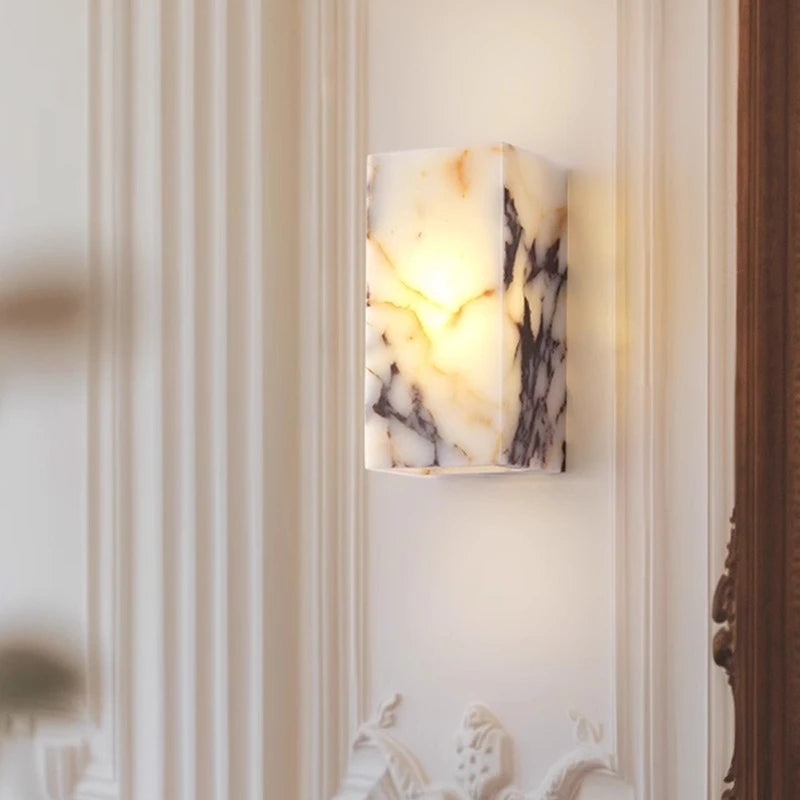 Luxury Black Stone Wall Sconce for Modern Bedrooms