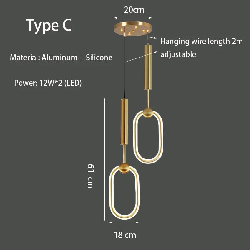 Minimalist Pendant Lamp Nordic Bedroom Bedside Hanging Light