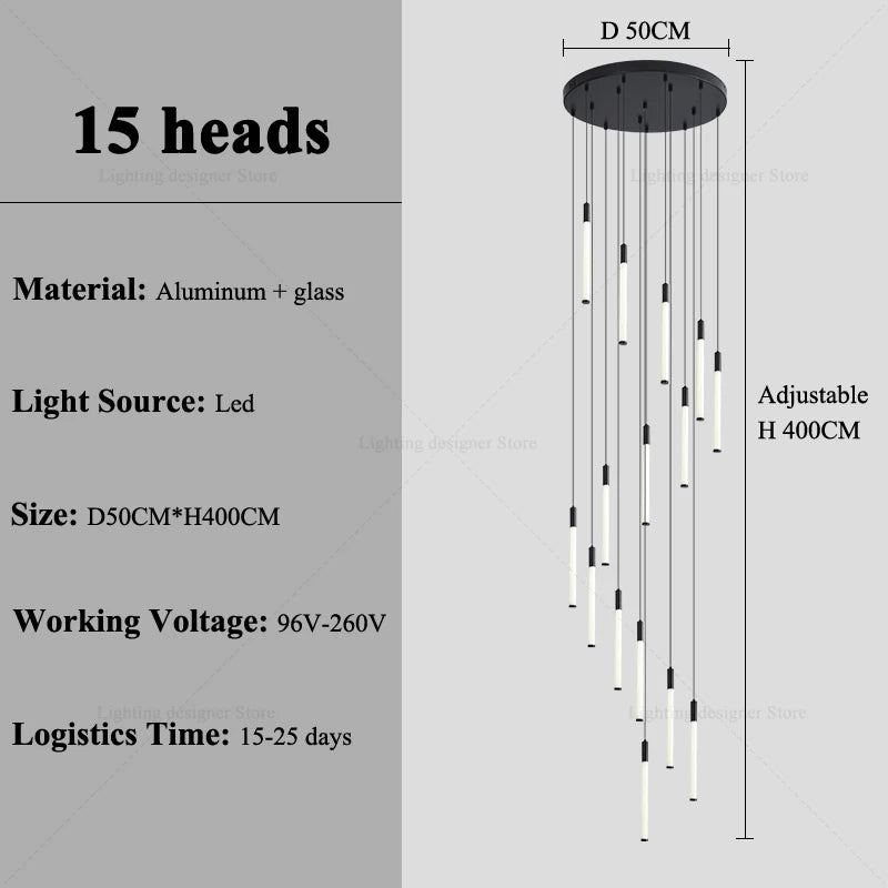 Modern Staircase Pendant Chandelier for High Ceilings
