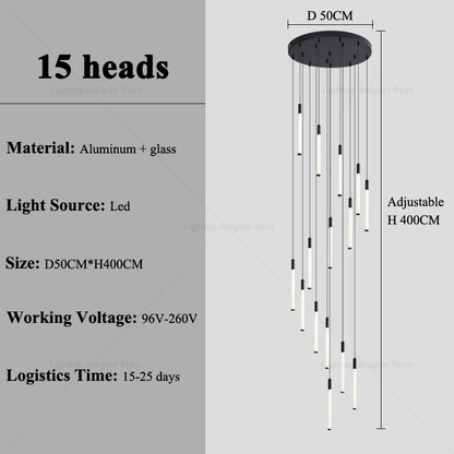 Modern Staircase Pendant Chandelier for High Ceilings