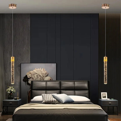 Nordic Crystal Pendant Light LED Bedroom Hanging Lamp