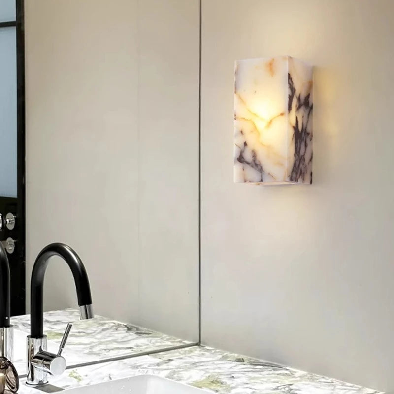 Luxury Black Stone Wall Sconce for Modern Bedrooms