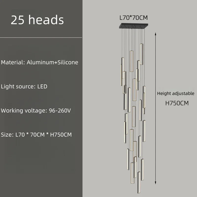 Modern Square Staircase Chandelier for Modern Spaces