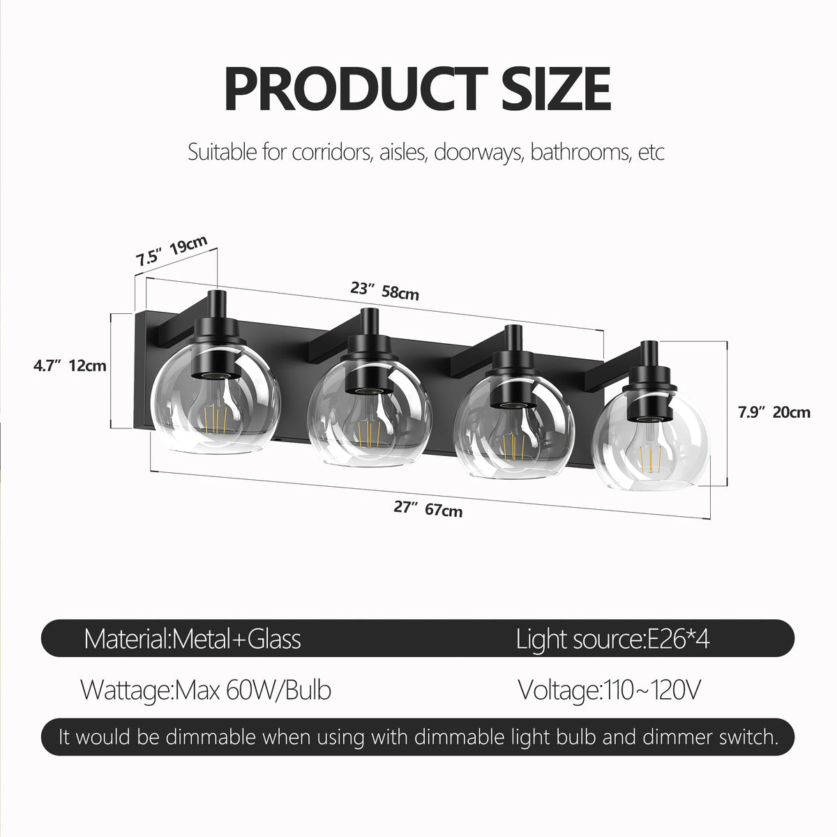 Modern Globe Vanity Light for Bathroom Mirrors