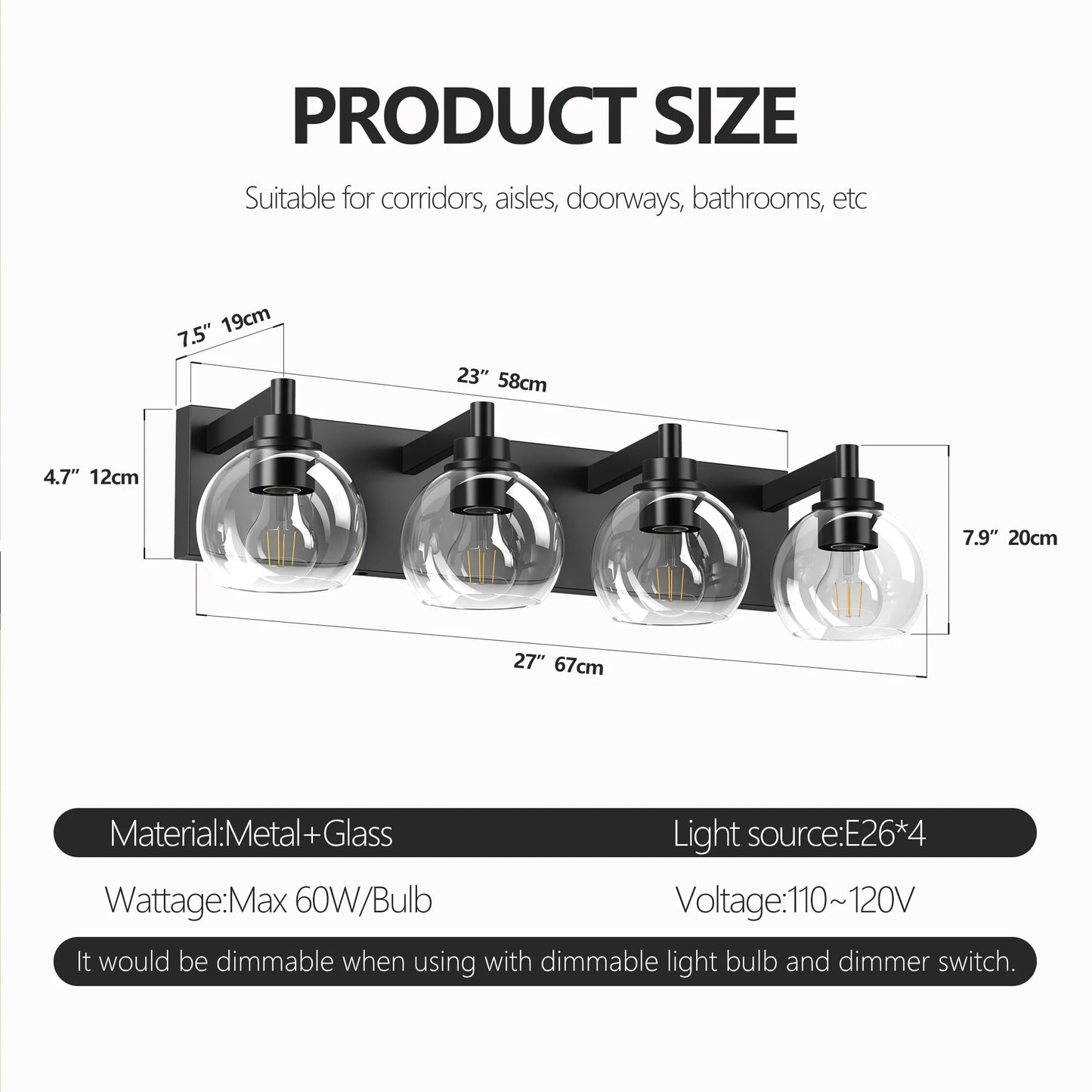 Modern Globe Vanity Light for Bathroom Mirrors