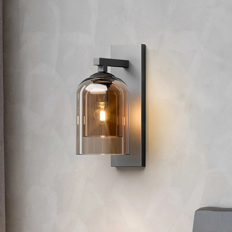Modern Double Glass Wall Sconce for Bedrooms