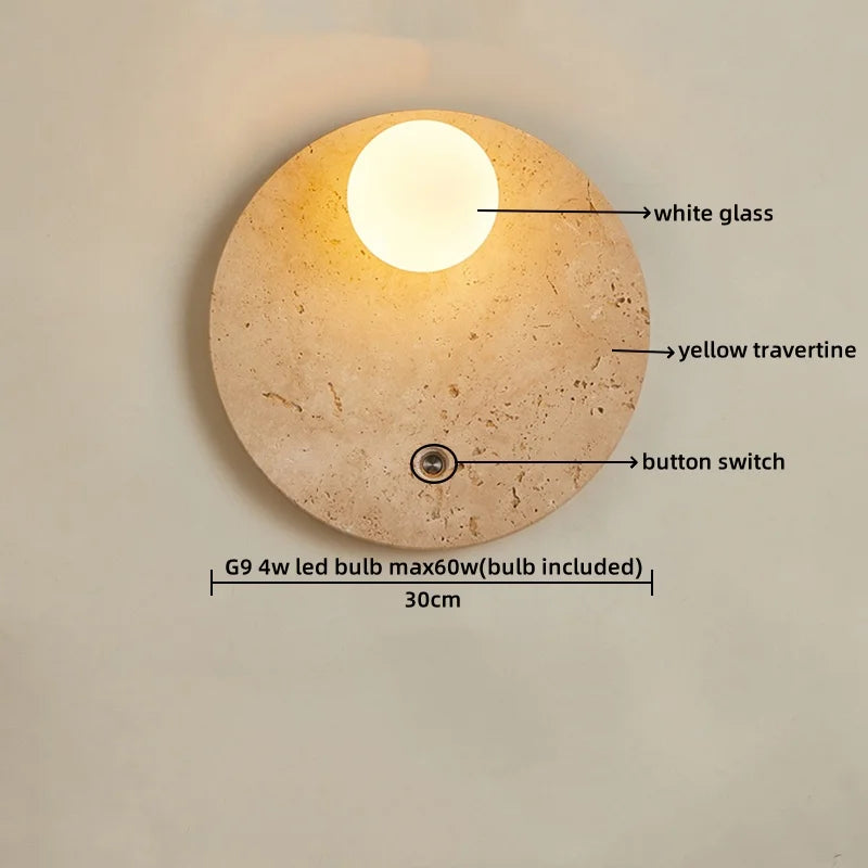 Wabi Sabi Travertine Wall Lamp for Cozy Bedrooms