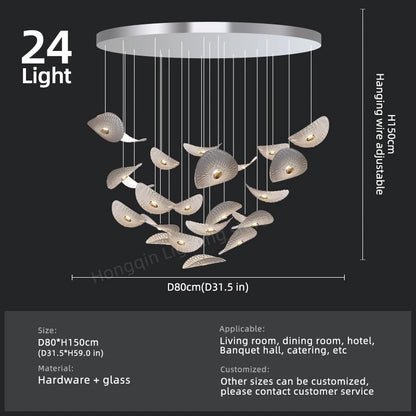 Modern Glass Staircase Chandelier for High Ceilings