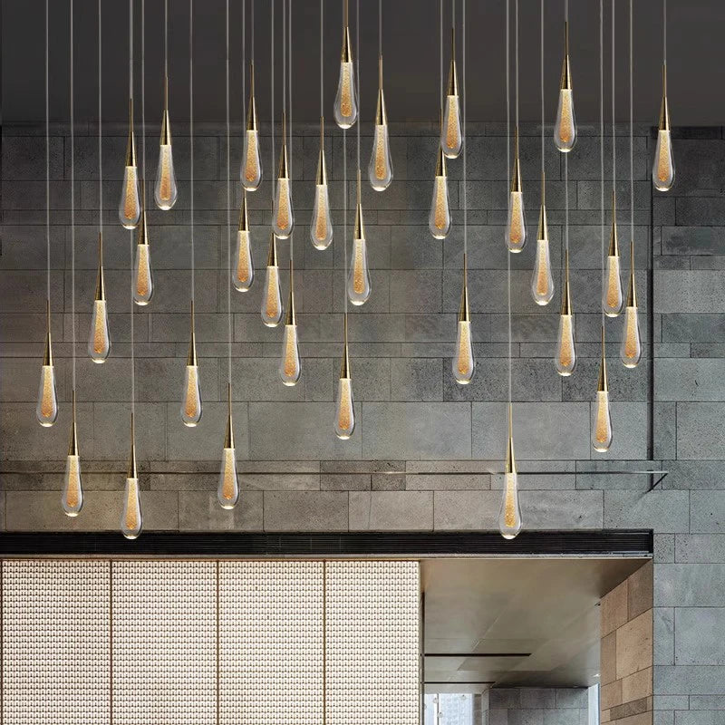 Raindrop Crystal Chandelier Modern Stair and Ceiling Lighting
