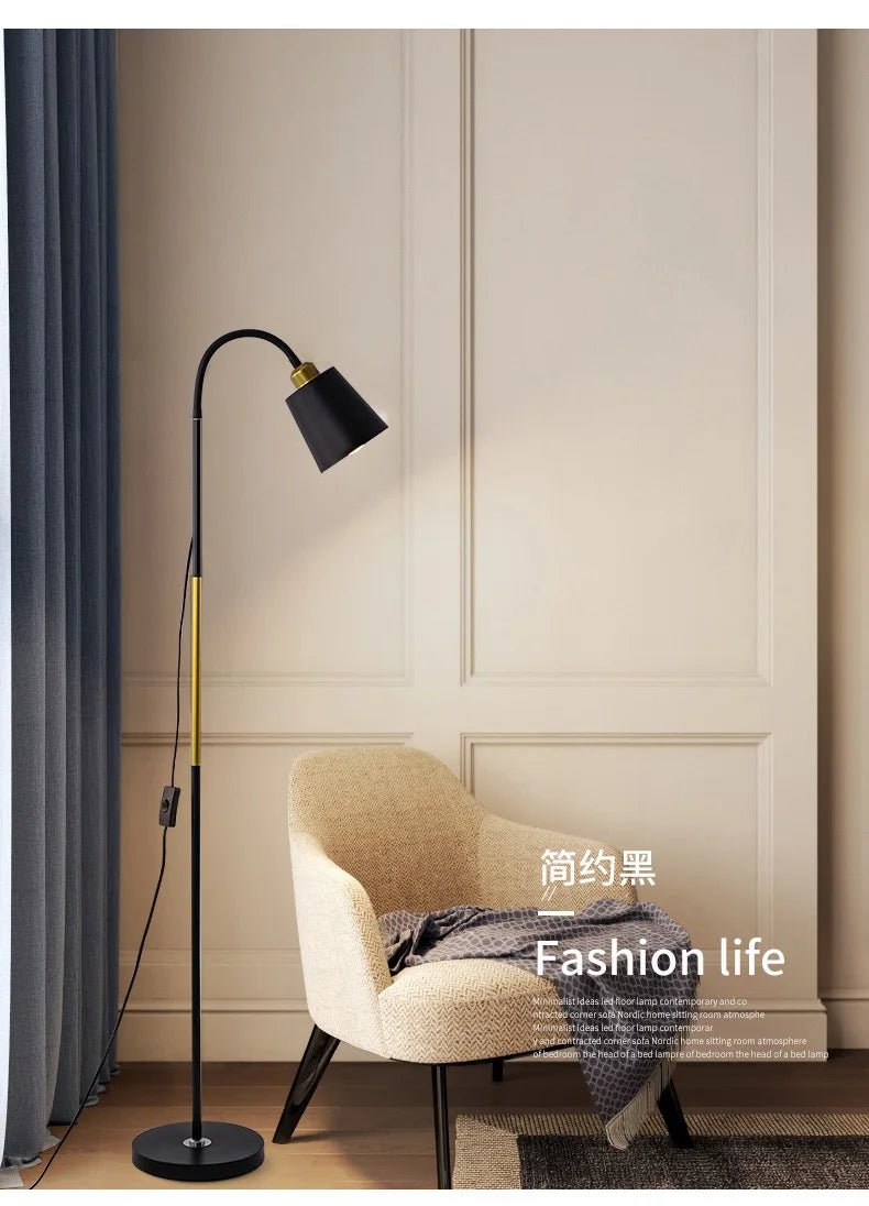 Adjustable LED Floor Lamp – Minimalist Iron Standing Reading Light