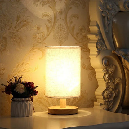 Chinese Style LED Table Lamp – Dimmable Fabric Shade, Soft Bedside Glow