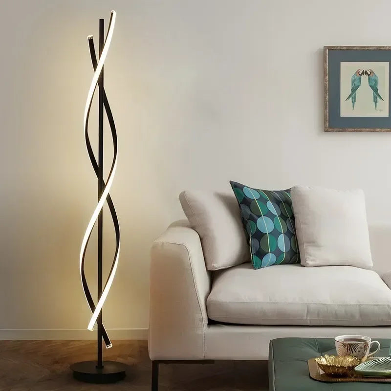 Modern RGB Spiral Floor Lamp for Ambient Corners
