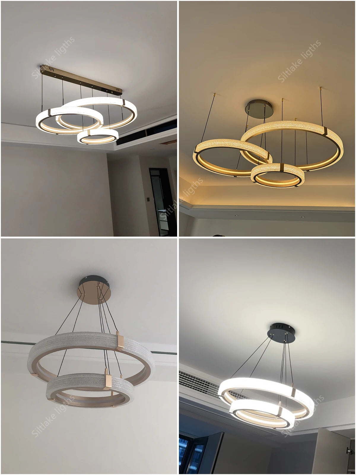 Modern Round Ring Chandelier LED Living Room Bedroom Pendant Light