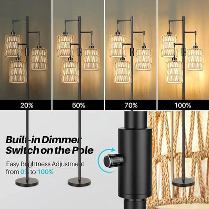 Three-Light Dimmable Floor Lamp for Living Rooms