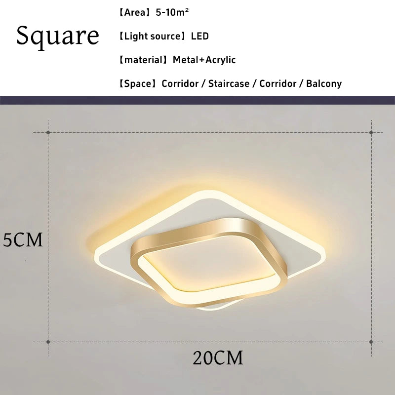 Nordic Gold LED Ceiling Light Modern Hallway Lighting