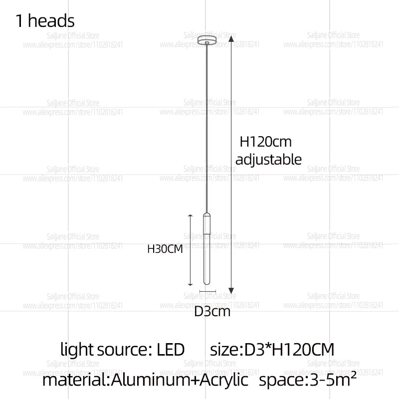 Modern Cylindrical LED Pendant Light for Dining Rooms