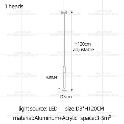 Modern Cylindrical LED Pendant Light for Dining Rooms