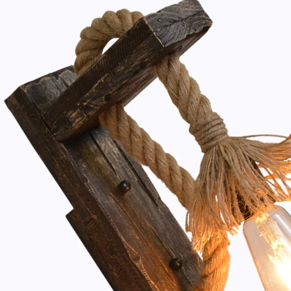 Industrial Farmhouse Wall Sconce with Wood Accent