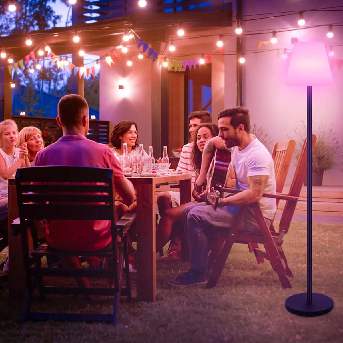 Solar Outdoor Floor Lamp with Ambient Lighting