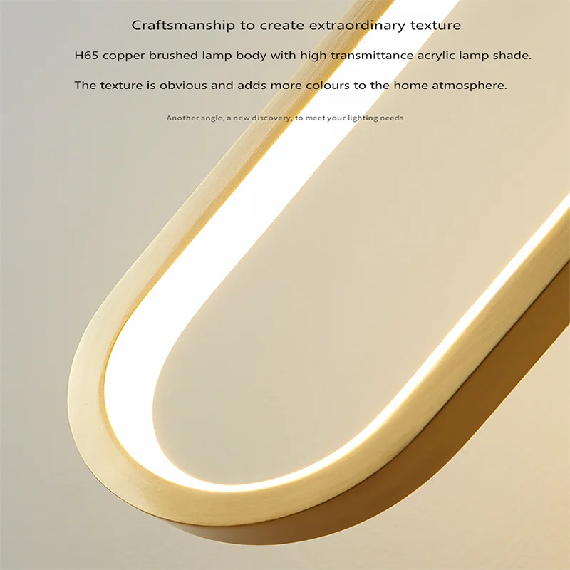 Minimalist LED Pendant Light Gold Black Bedroom Hanging Lamp