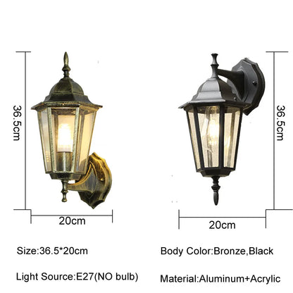 Vintage Waterproof Outdoor Wall Lantern for Porches