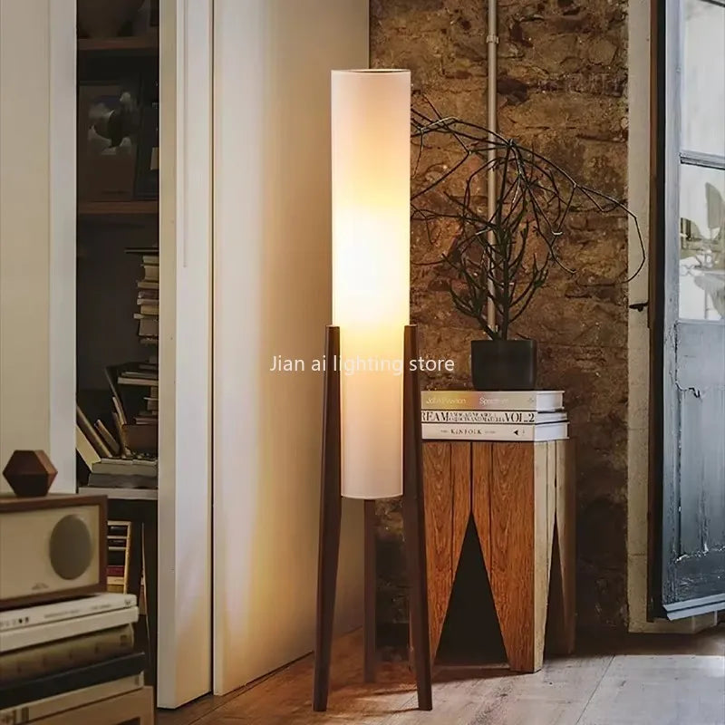 Wabi-Sabi Floor Lamp – Japanese Zen Style Black Walnut Ambient Light