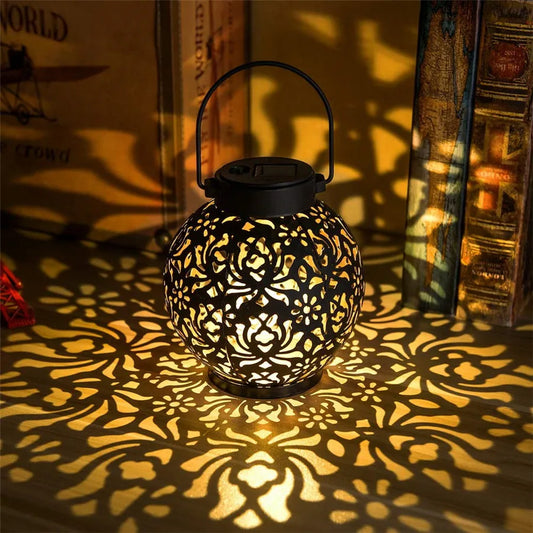 Solar Hanging Garden Lantern with Hollow Projection Design